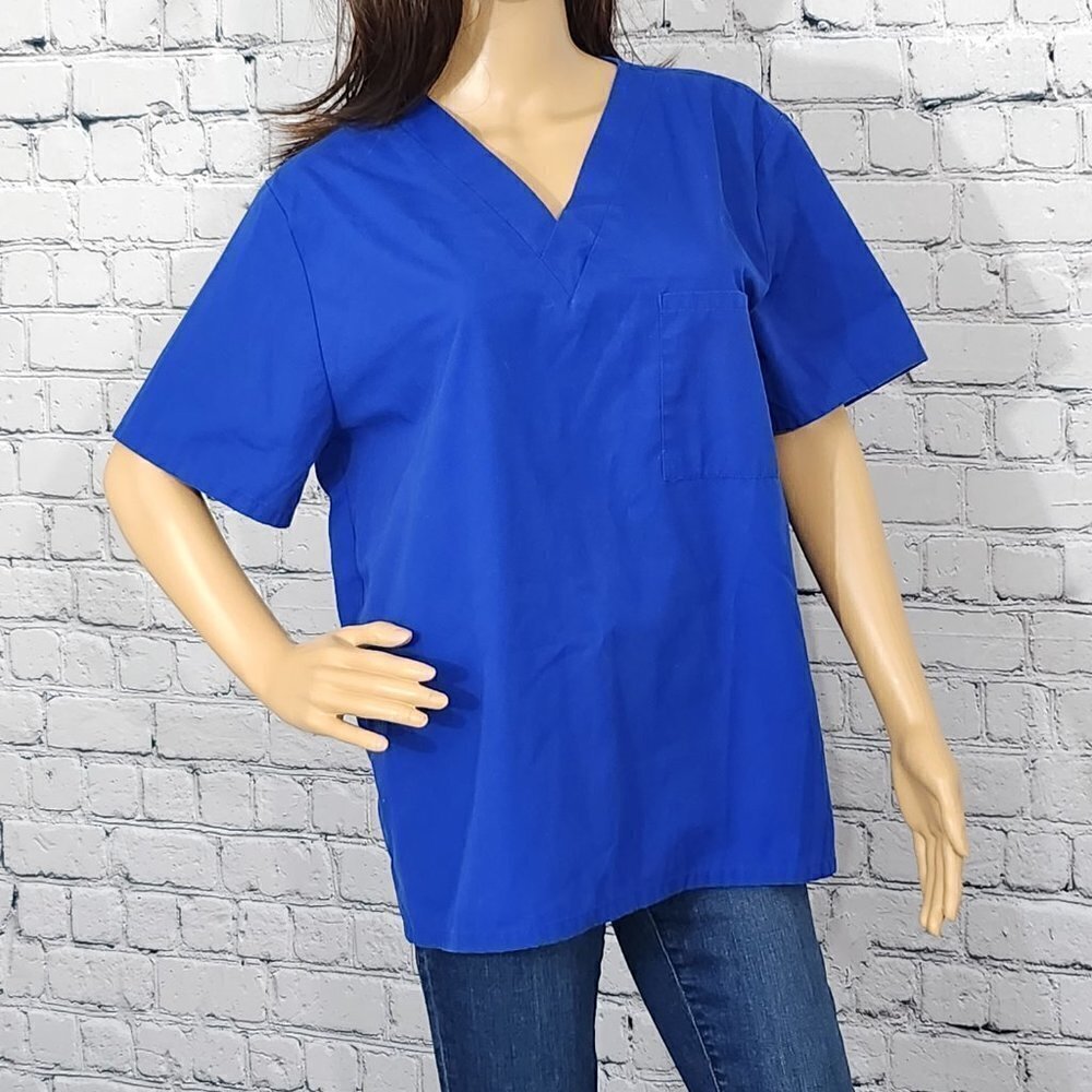 2/$20 SB Unisex Scrubs Top Electric Blue Size S Medical Uniform